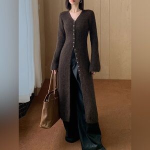 8 Commense Stacking V-Neck Split Breasted Sweater Dress